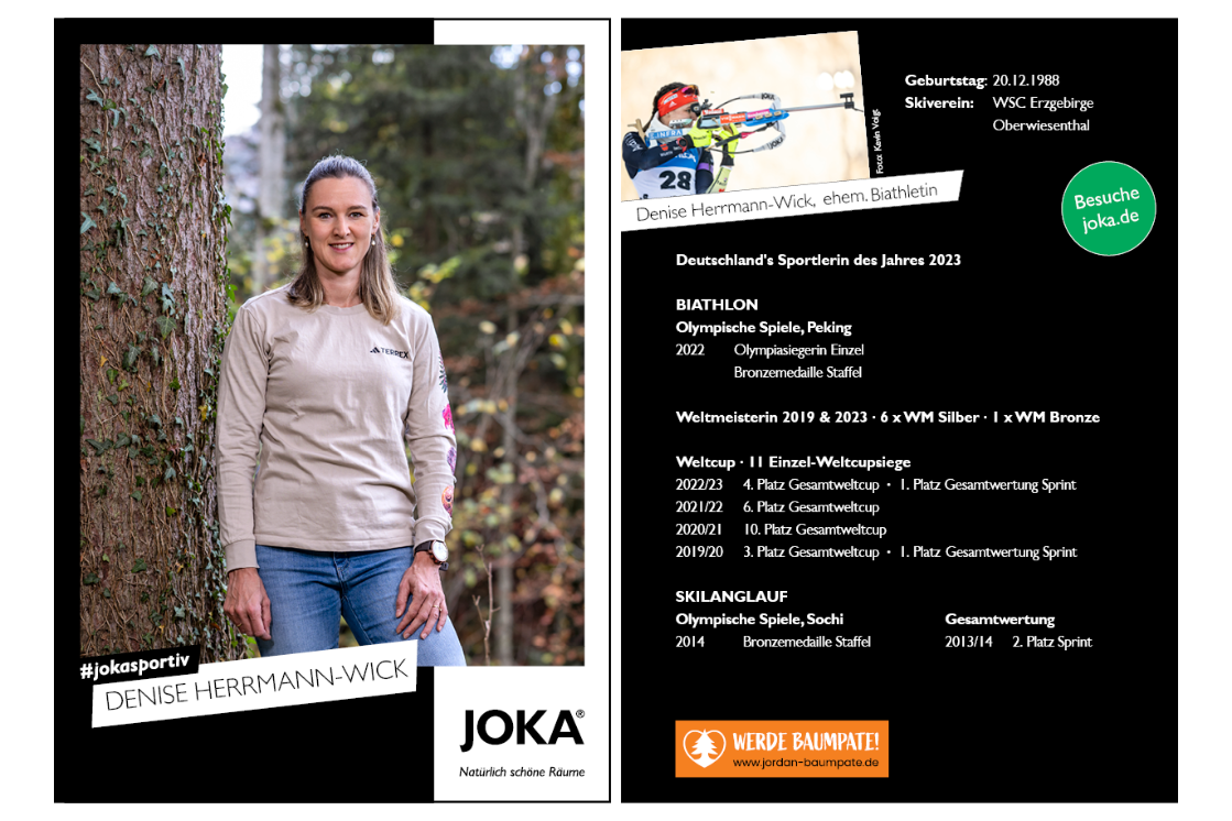 Autogrammkarte von Denise Herrmann, Portrait mit sportlichen Leistungen und Biografie.